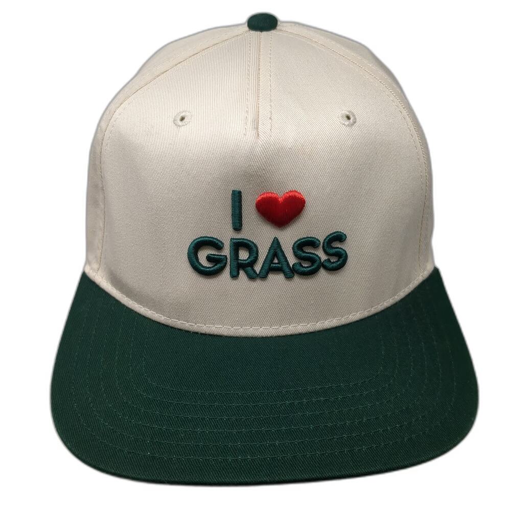 Otto 5 Panel Beige Green One Size I Heart Grass Prime Time Snapback Hat Patch